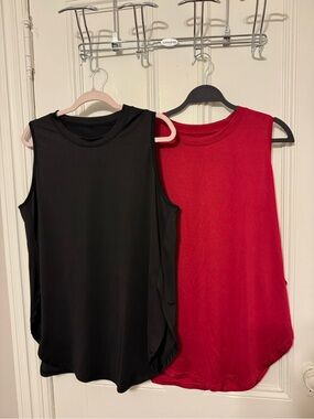 Amazon Women’s Black & Red Sleeveless Crewneck Tank Tops